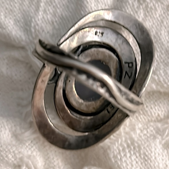 Drusy Quartz Sterling Statement Ring Size 9 Made In Israel. Hammered swirls - Picture 9 of 13